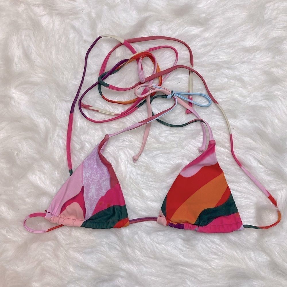 ZAFUL Two Piece Halter CrissCross Tie Colorblock High-cut String Bikini Swimsuit